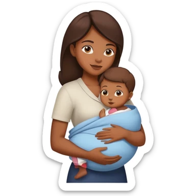 a woman who carries a baby while working in a big company sticker
