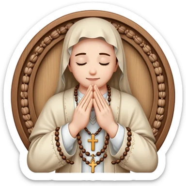 Praying hands holding a rosary sticker
