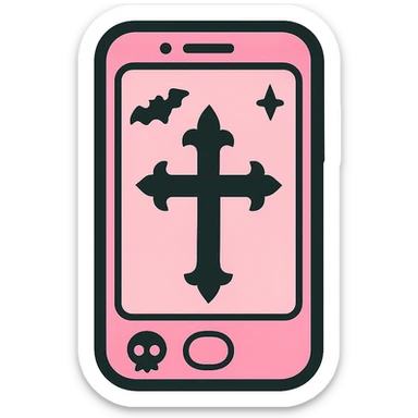 flat toon style pink gothic smartphone sticker