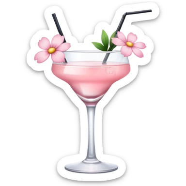 Cocktail with light pink flowers sticker