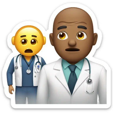 scared man with doctor sticker