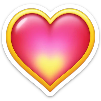 red heart emoji with pink blurred around it has a yellow aura. sticker
