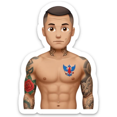 Create emoji by me:I am Petr,Russian,95% tatooed,tear tattoo,live in Spain sticker