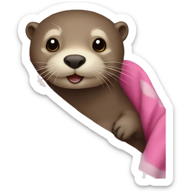 Otter with a pink blanket  sticker