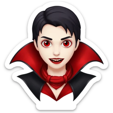 Vampire with red scarf and fangs  sticker