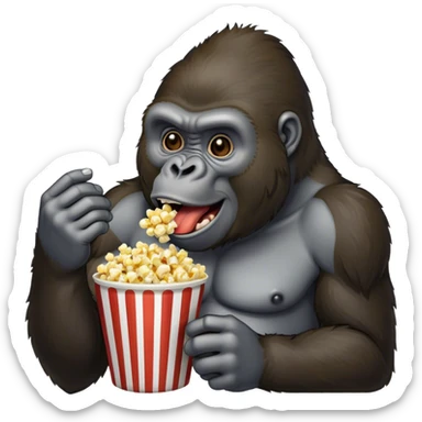 Gorilla eating popcorn sticker