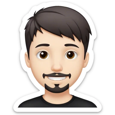 Cute white male, short dark colored hair and goatee, nose and lip piercing, emo smiling sticker