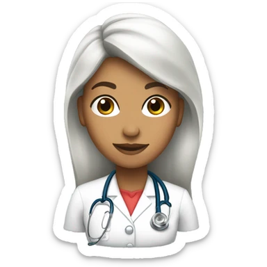 Doctora piel blanca, cabello castaño, pelo largo y de pie sticker