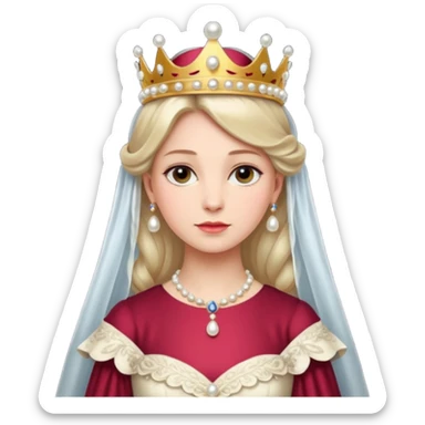 A refined Victorian queen with pearl crown, elegant gown, and composed regal posture.
 sticker