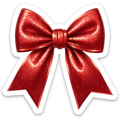 red glitter bow sticker