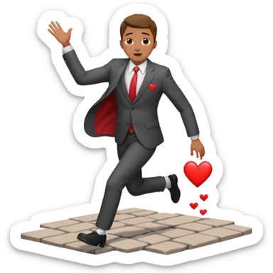 man with heart eyes slip and fall on sidewalk  sticker