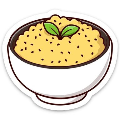 cute cartoon bowl of quinoa sticker
