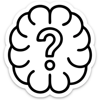 question mark inside brain sticker