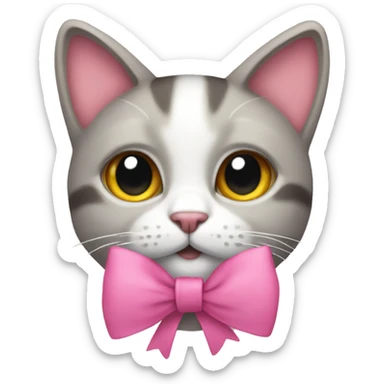 A cat with a pink bow sticker