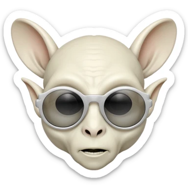 White alien with huge ears and sunglasses  sticker