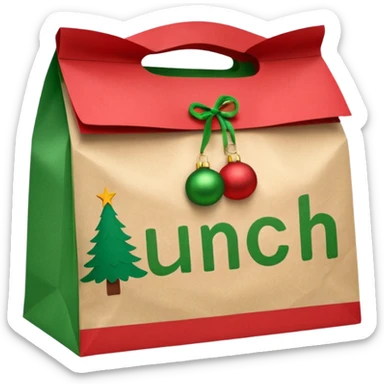 christmas paper lunch bag with the word lunch on it sticker