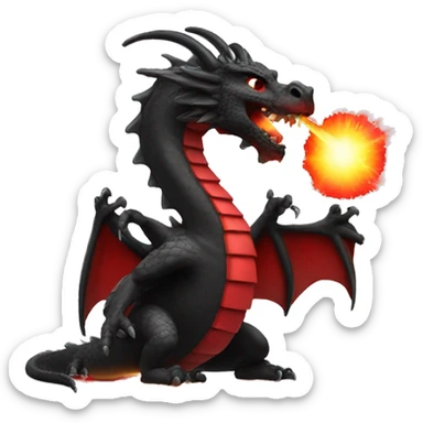 Black dragon spitting a red beam of light sticker