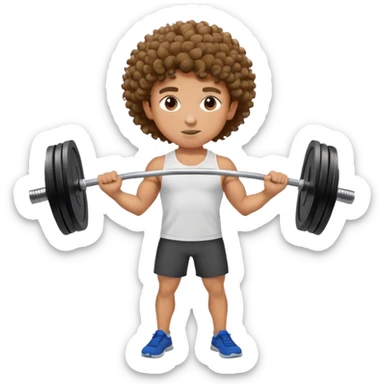 a boy with curly is doing barbell training sticker