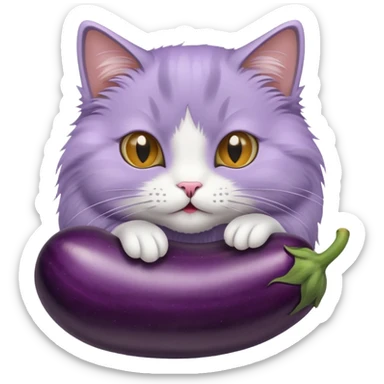 A cat sucking a eggplant sticker