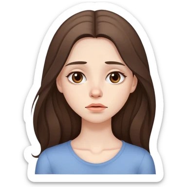 beautiful pale brunette girl with long hair very tired sticker