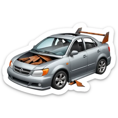 crashed car sticker
