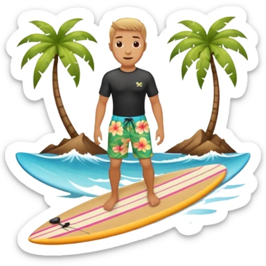 cute island surfer life sticker