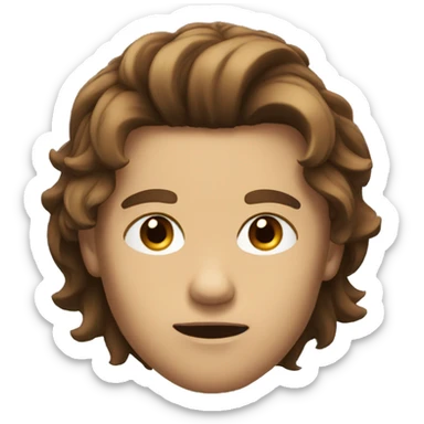 mean boy with brown long hair sticker