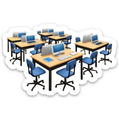 Birdseye view of large study space with students working separately sticker