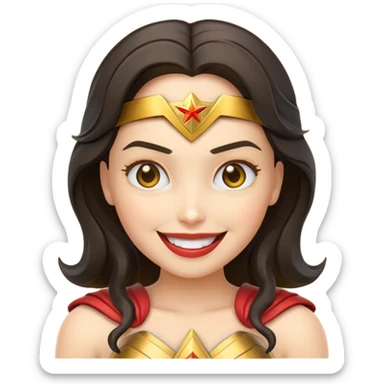 create a yellow emoji of wonder woman. syle android emoji sticker