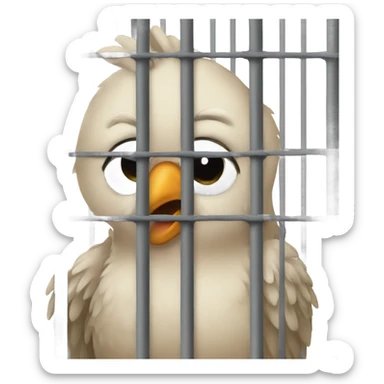 A crying chicken in jail sticker