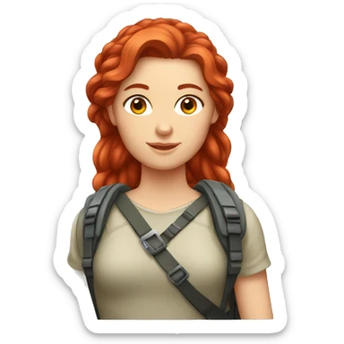 female mountaineer red hair greek flag sticker