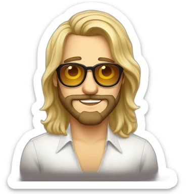 Big lebowsky blond round glasses chaotic beard long hair drink rhum sticker