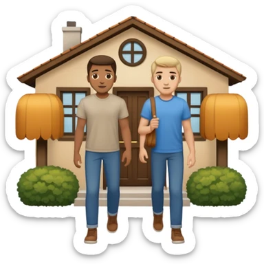 two guys entering at their house sticker