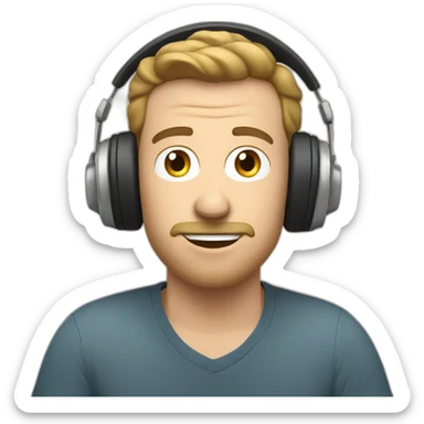 white guy recording a podcast sticker