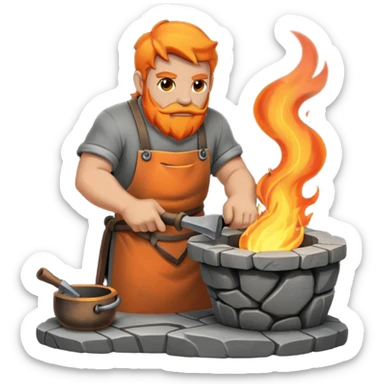A stone blacksmith forge sticker