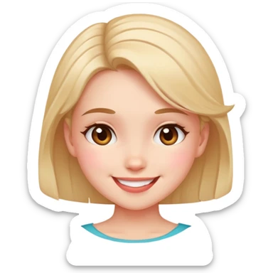 Girl tilting head blushing and smiling sticker