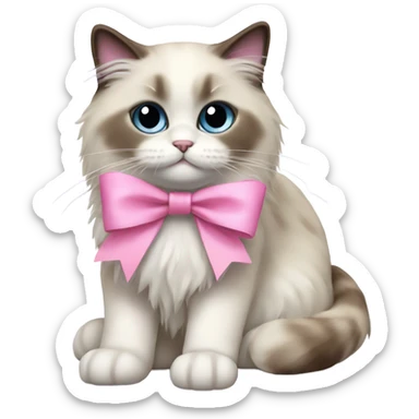 Ragdoll cat with a pink bow sticker
