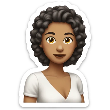 Chica morena clara pelo rizado sticker