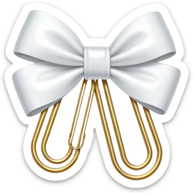 one gold paper clip with a white bow in the middle sticker