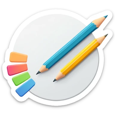 digital graphic template with a pencil, crop icon, and color palette tools around it sticker