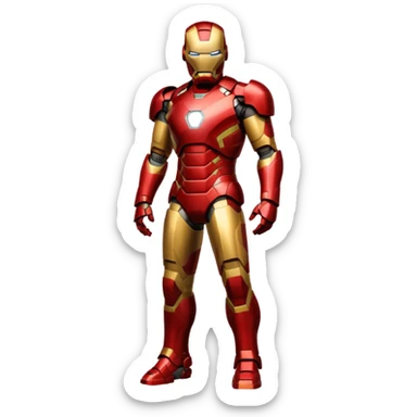 Iron Man, red and gold armor, heroic pose sticker