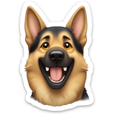 German shepherd laughing with tears coming out of their eyes  sticker