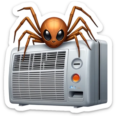 Spider crawling on an air conditioner AC sticker