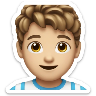 happy child with brown hair and blue eyes  sticker