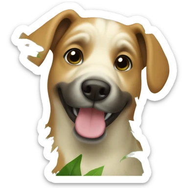 dog among plants sticker