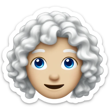 French hapy face with curly white hair and blue eyes french france sticker