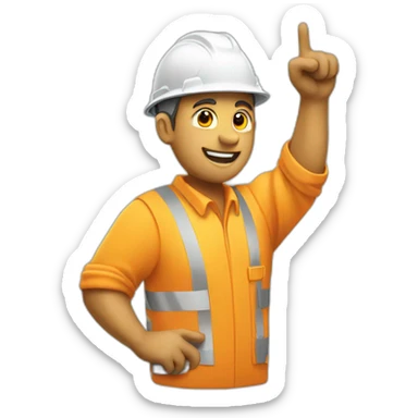 construction worker pointing left upwards sticker