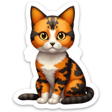 small tortoiseshell cat. only black and and orange. amber eyes. full body. 0% white fur! sticker