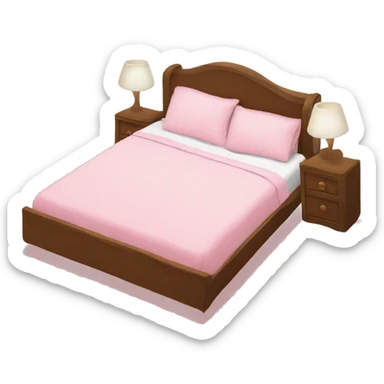 double bed with pink sheets and duvet and pink and white cushions  sticker