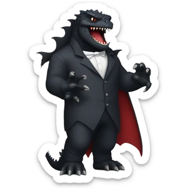 Godzilla dressed as Dracula  sticker